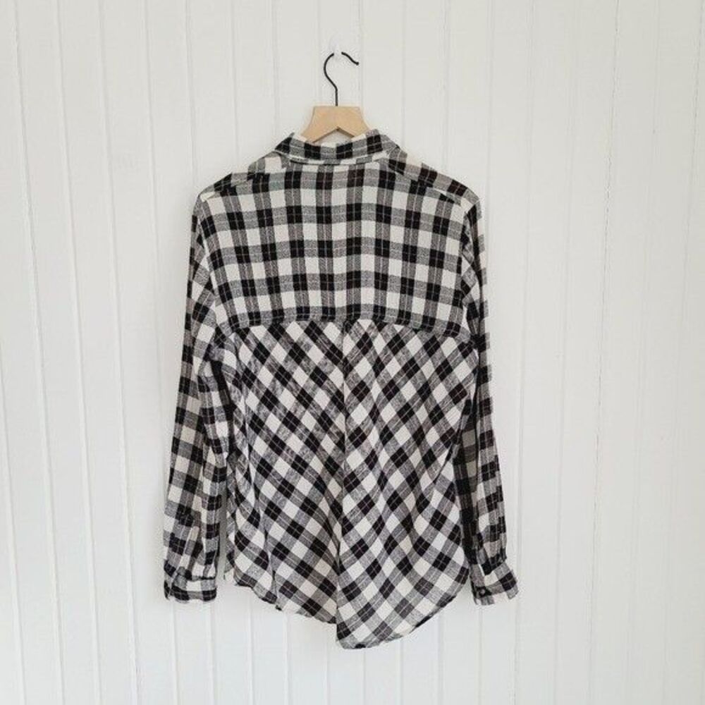 Free People Medium Buffalo Check Button Front Casual Long Sleeve Shirt - Picture 3 of 8